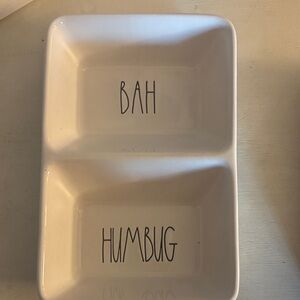 Rae Dunn White 'Bah Humbug' Ceramic Vanity Tray